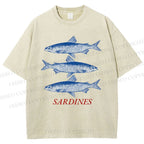 Unisex Sardine Printed Washed Tee