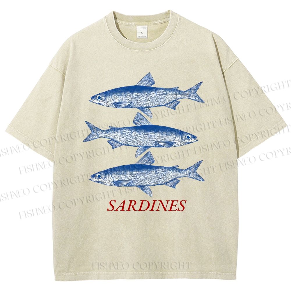 Unisex Sardine Printed Washed Tee