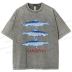 Unisex Sardine Printed Washed Tee