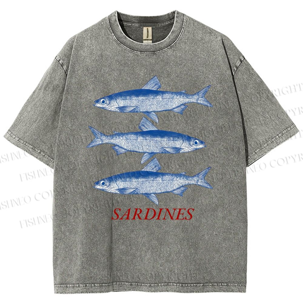 Unisex Sardine Printed Washed Tee