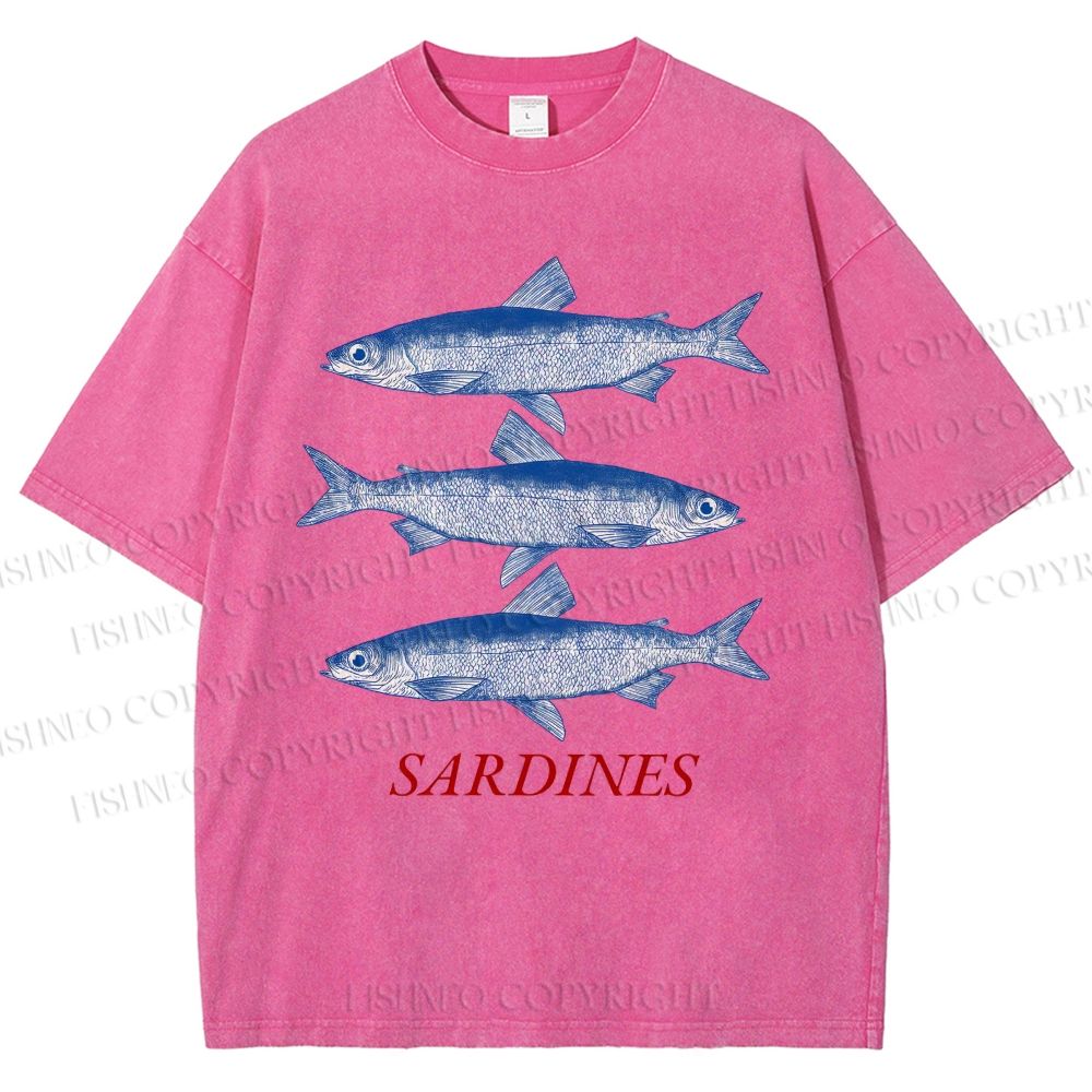 Unisex Sardine Printed Washed Tee