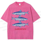 Unisex Sardine Printed Washed Tee