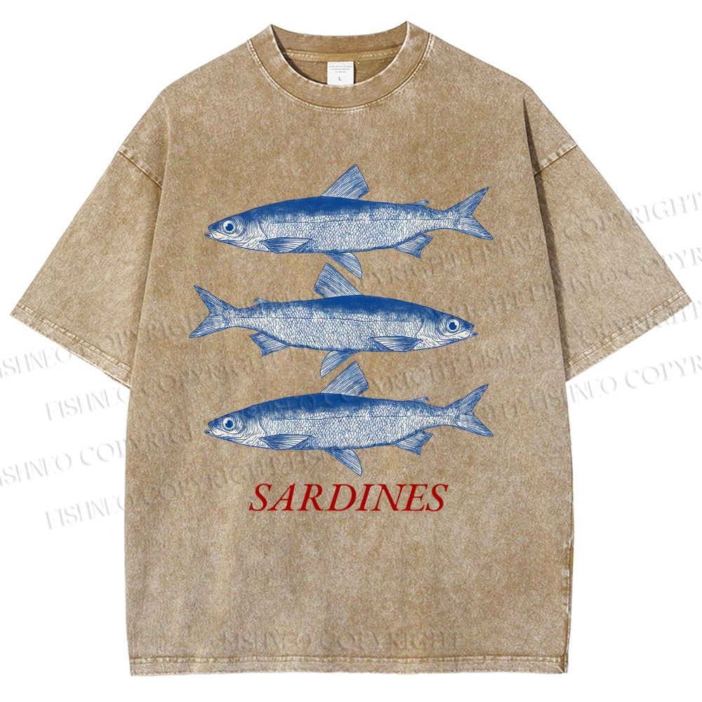 Unisex Sardine Printed Washed Tee