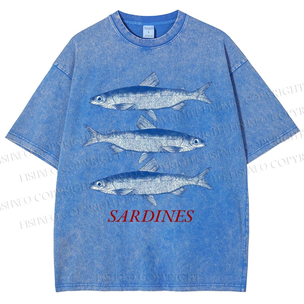 Unisex Sardine Printed Washed Tee