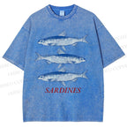 Unisex Sardine Printed Washed Tee