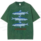 Unisex Sardine Printed Washed Tee