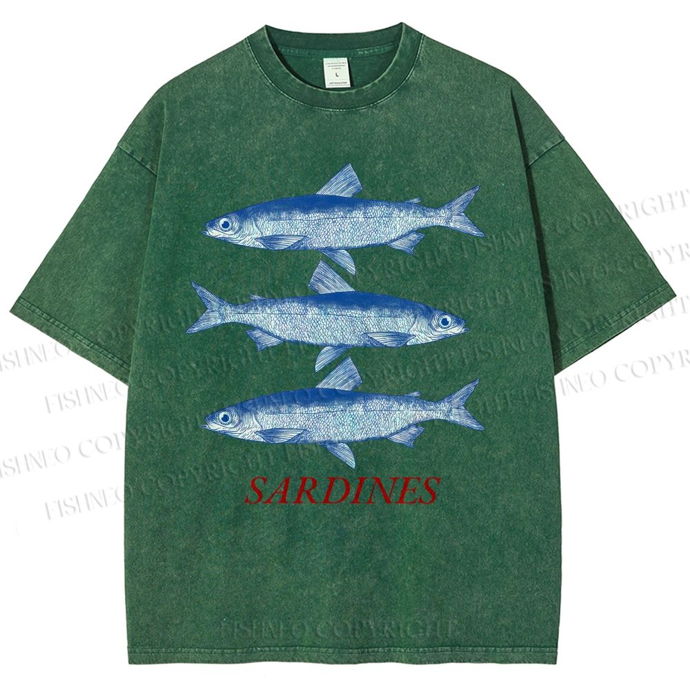 Unisex Sardine Printed Washed Tee