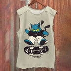 Cartoon Cat Skating Vintage Washed Tank Top