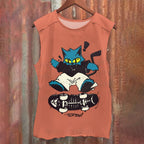 Cartoon Cat Skating Vintage Washed Tank Top