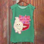 Cartoon Cat Done With This Shit Vintage Washed Tank Top