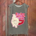 Cartoon Cat Done With This Shit Vintage Washed Tank Top