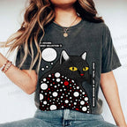 Unisex Japanese Yayoi Kusama Style Cat Printed Washed Tee