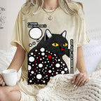 Unisex Japanese Yayoi Kusama Style Cat Printed Washed Tee