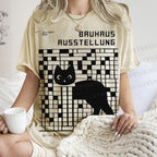 Unisex Bruhaus Ausstellung Cat Printed Washed Tee