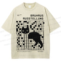 Unisex Bruhaus Ausstellung Cat Printed Washed Tee