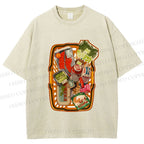 Unisex Japanese Shopping Cart Graffiti Printed Washed Tee