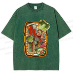 Unisex Japanese Shopping Cart Graffiti Printed Washed Tee