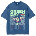 Unisex Vintage Green Day Printed Washed Tee