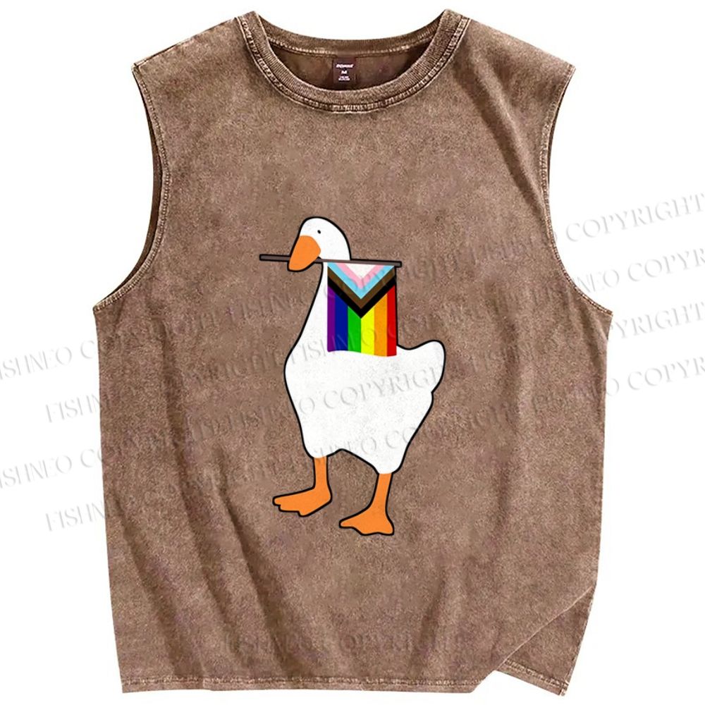 Unisex Pride Silly Goose Printed Washed Tank Top