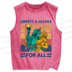 Unisex Pride Liberty Justice For All Printed Washed Tank Top