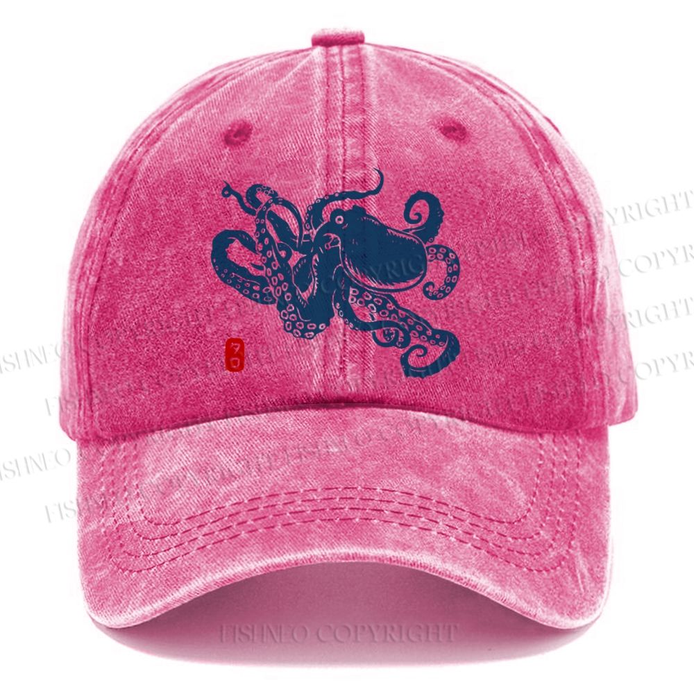 Unisex Octopus Japanese Style Vintage Casual Washed Cap