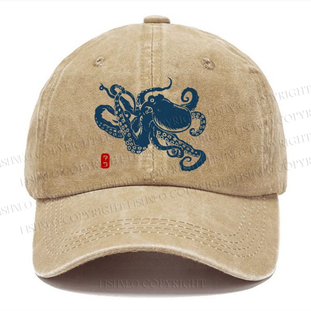 Unisex Octopus Japanese Style Vintage Casual Washed Cap