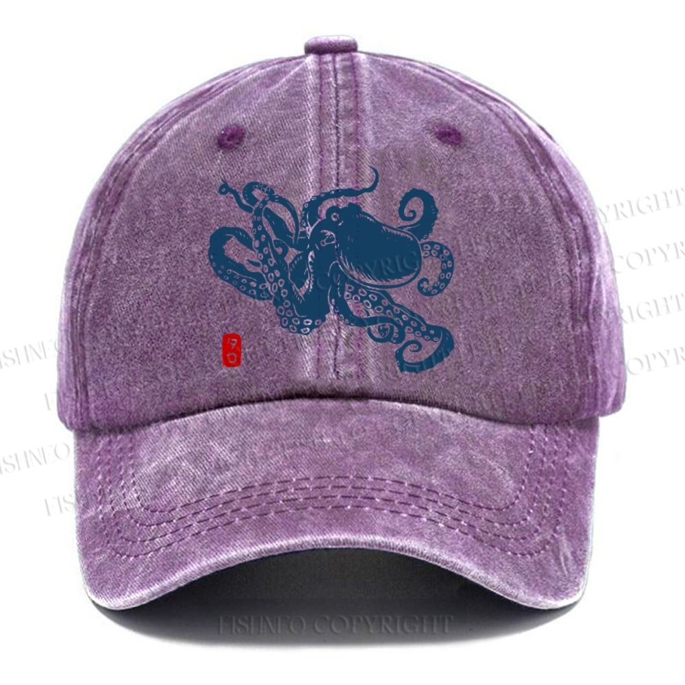 Unisex Octopus Japanese Style Vintage Casual Washed Cap