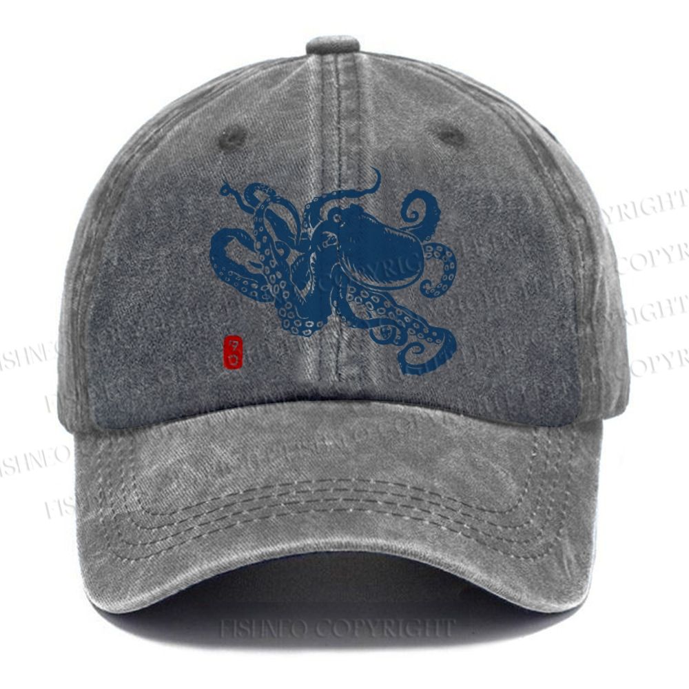 Unisex Octopus Japanese Style Vintage Casual Washed Cap