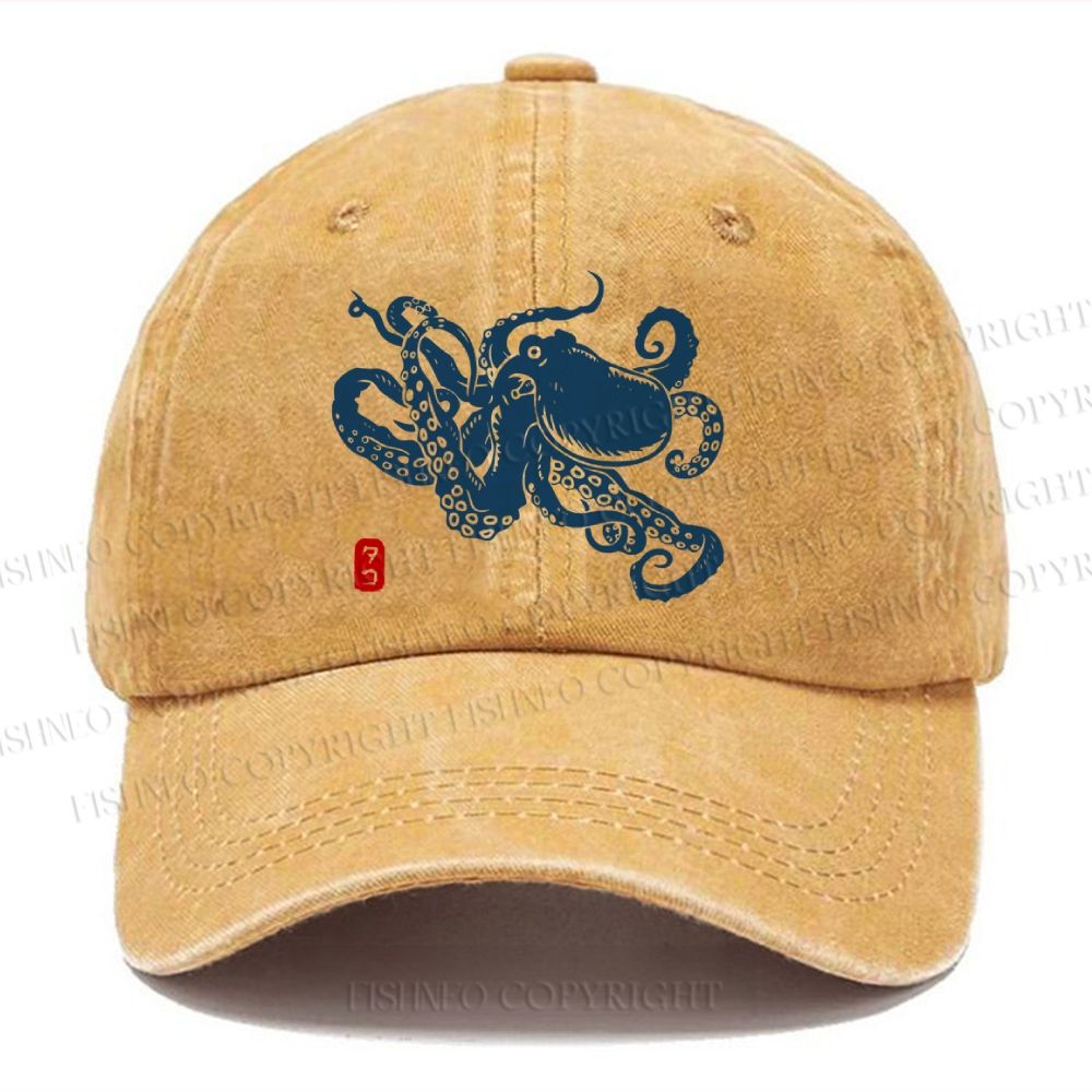 Unisex Octopus Japanese Style Vintage Casual Washed Cap