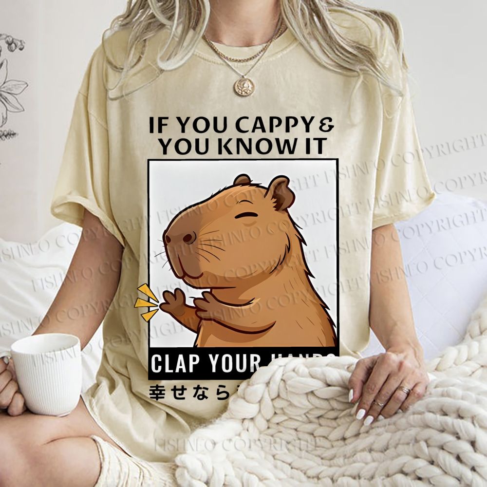 Unisex Capybara Printed Washed Tee