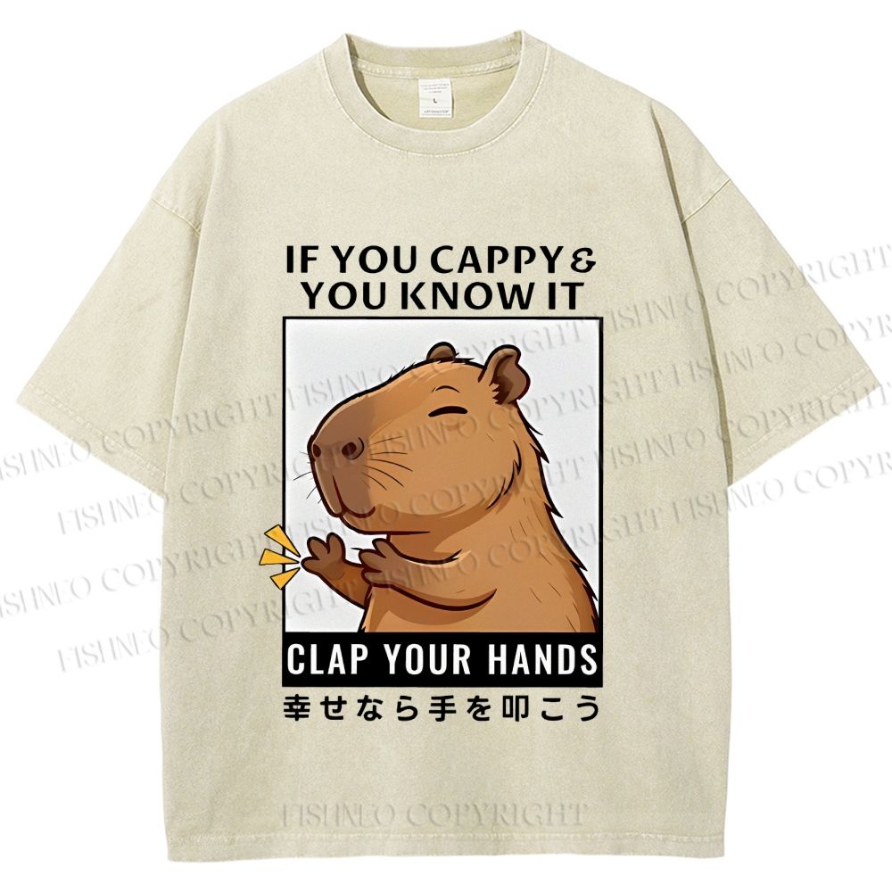 Unisex Capybara Printed Washed Tee