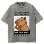 Unisex Capybara Printed Washed Tee