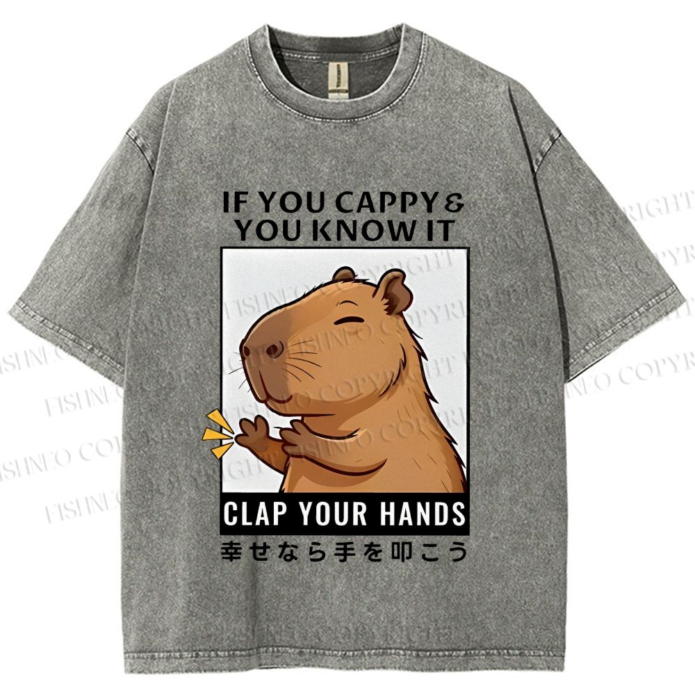 Unisex Capybara Printed Washed Tee