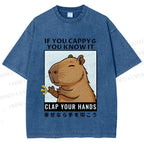 Unisex Capybara Printed Washed Tee
