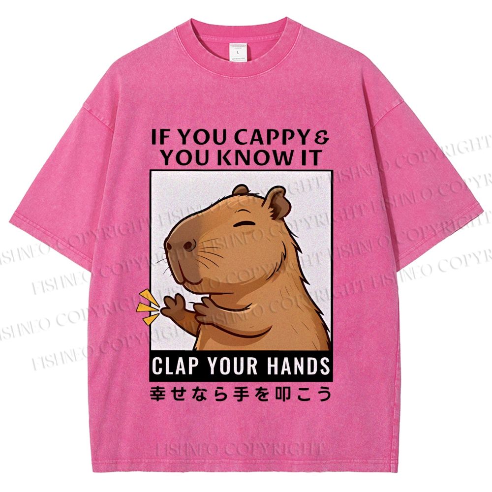 Unisex Capybara Printed Washed Tee