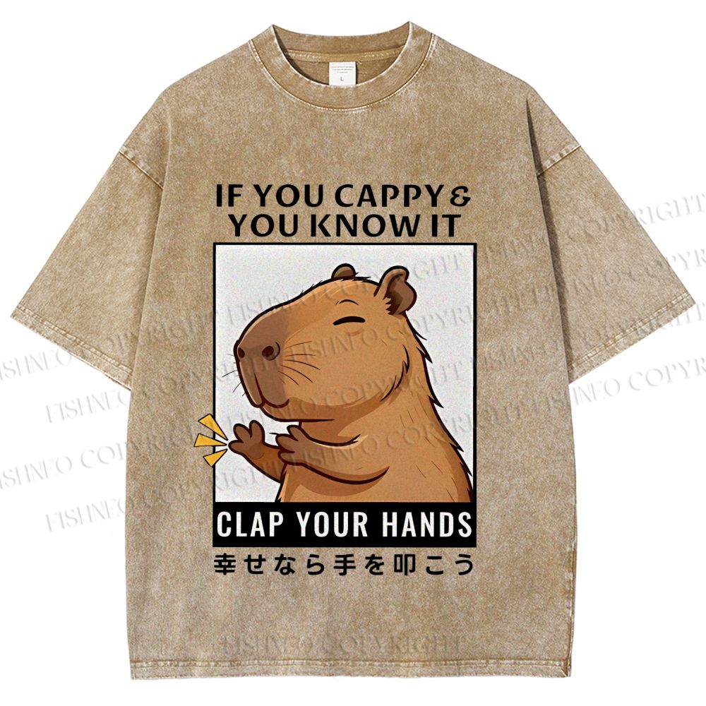 Unisex Capybara Printed Washed Tee