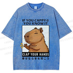 Unisex Capybara Printed Washed Tee