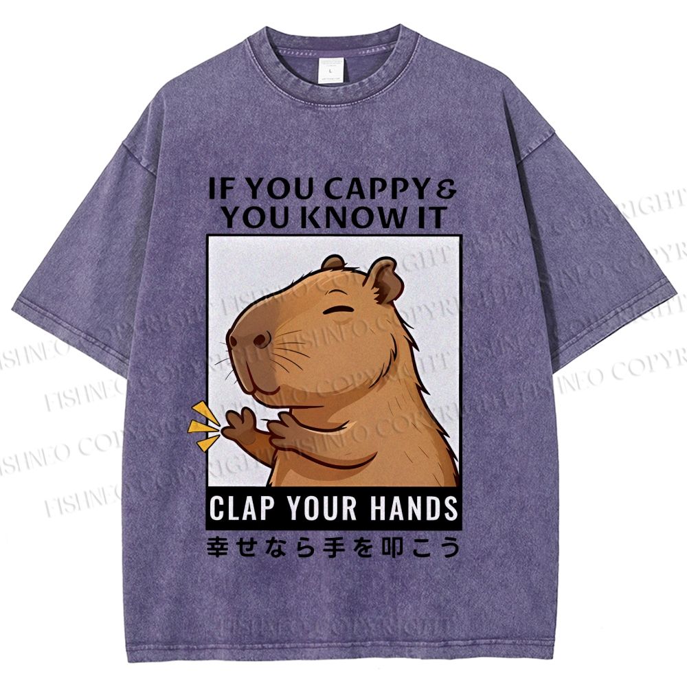 Unisex Capybara Printed Washed Tee