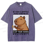 Unisex Capybara Printed Washed Tee