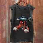 Fish Canvas Shoe Vintage Washed Tank Top