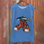 Fish Canvas Shoe Vintage Washed Tank Top