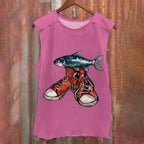 Fish Canvas Shoe Vintage Washed Tank Top