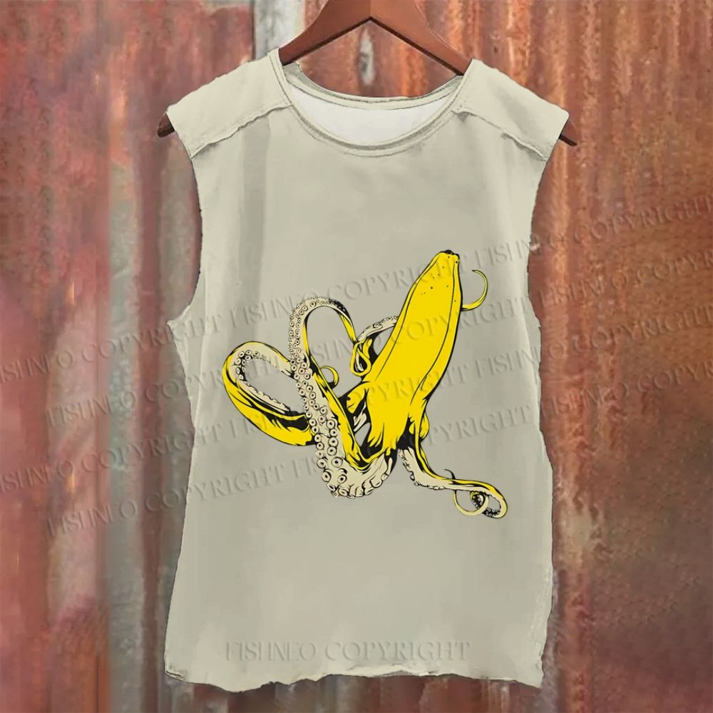 Octopus Banana Vintage Washed Tank Top