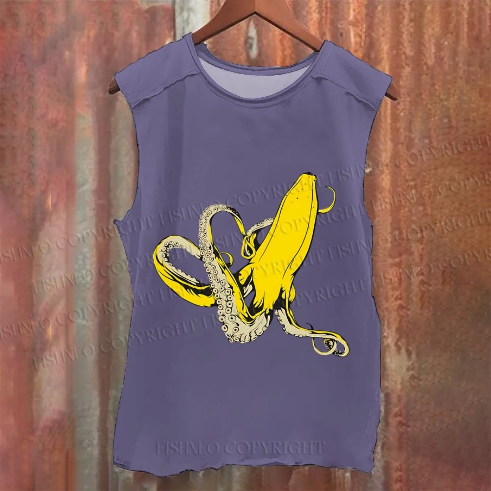 Octopus Banana Vintage Washed Tank Top