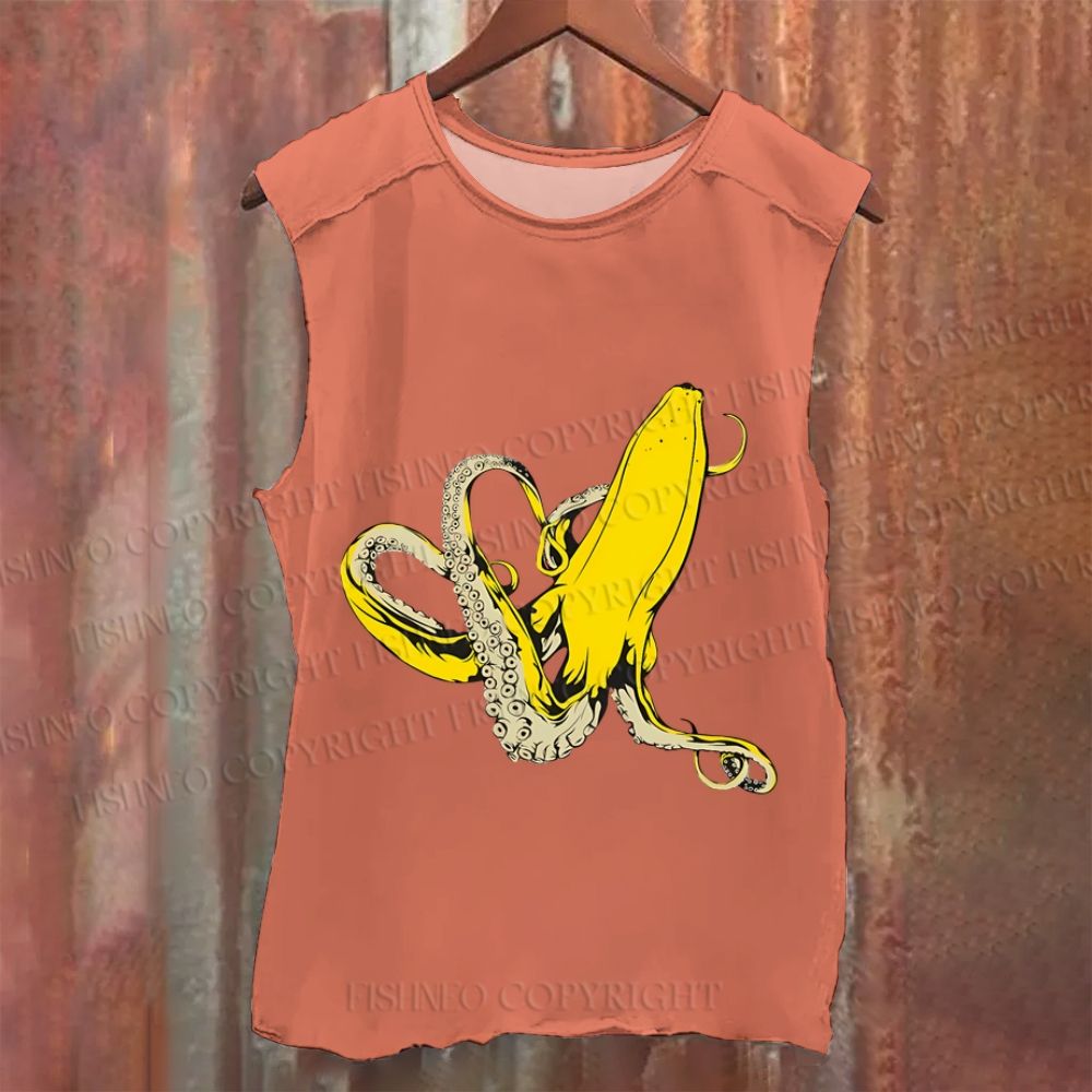 Octopus Banana Vintage Washed Tank Top