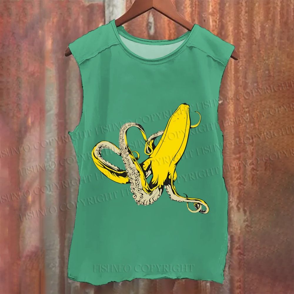 Octopus Banana Vintage Washed Tank Top