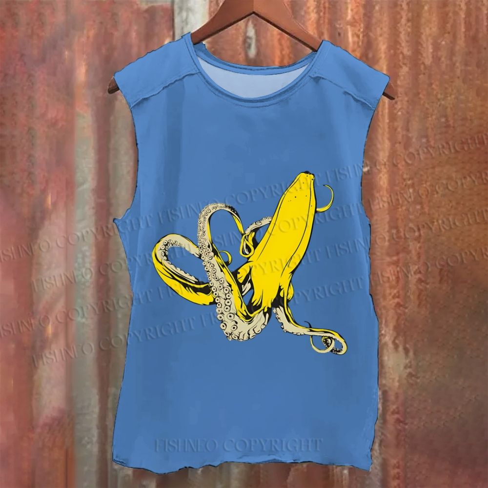 Octopus Banana Vintage Washed Tank Top