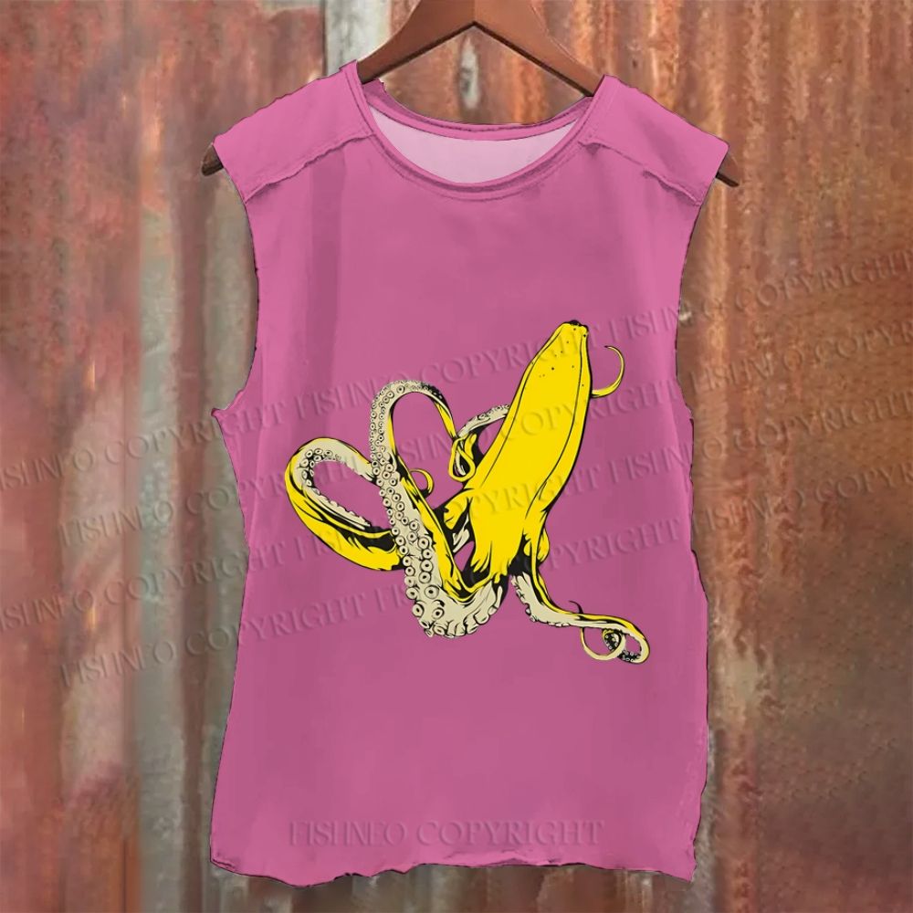 Octopus Banana Vintage Washed Tank Top