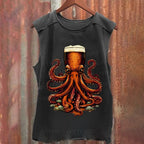 Beer Octopus Vintage Washed Tank Top