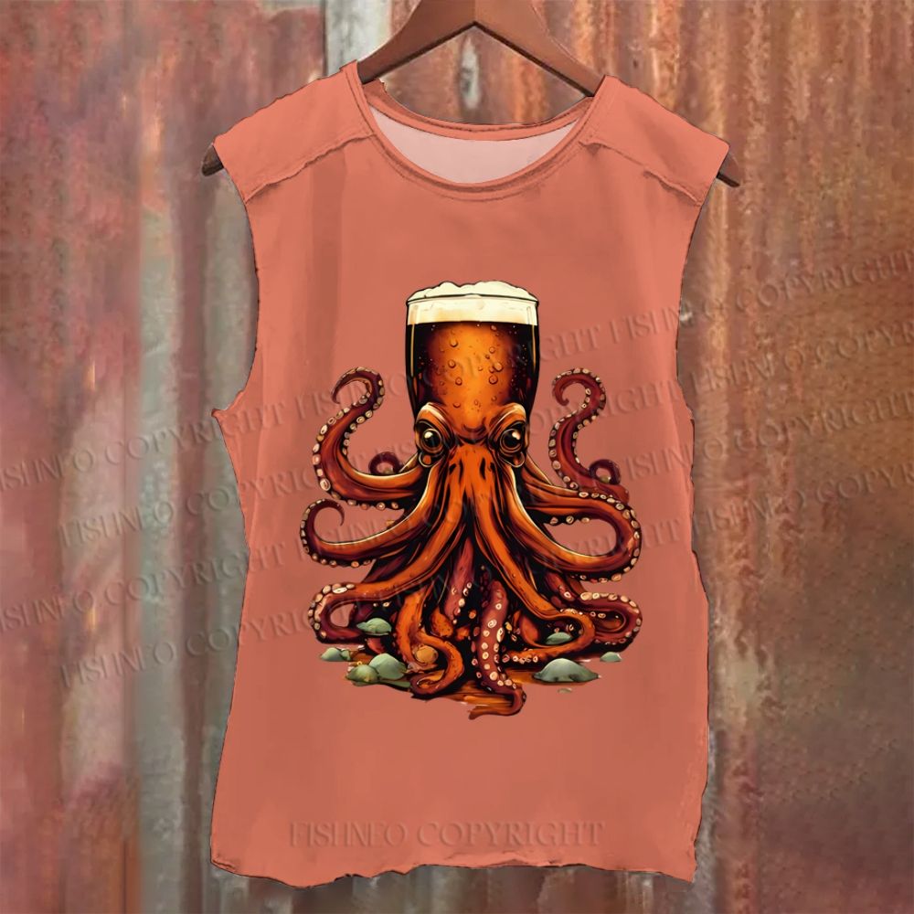 Beer Octopus Vintage Washed Tank Top